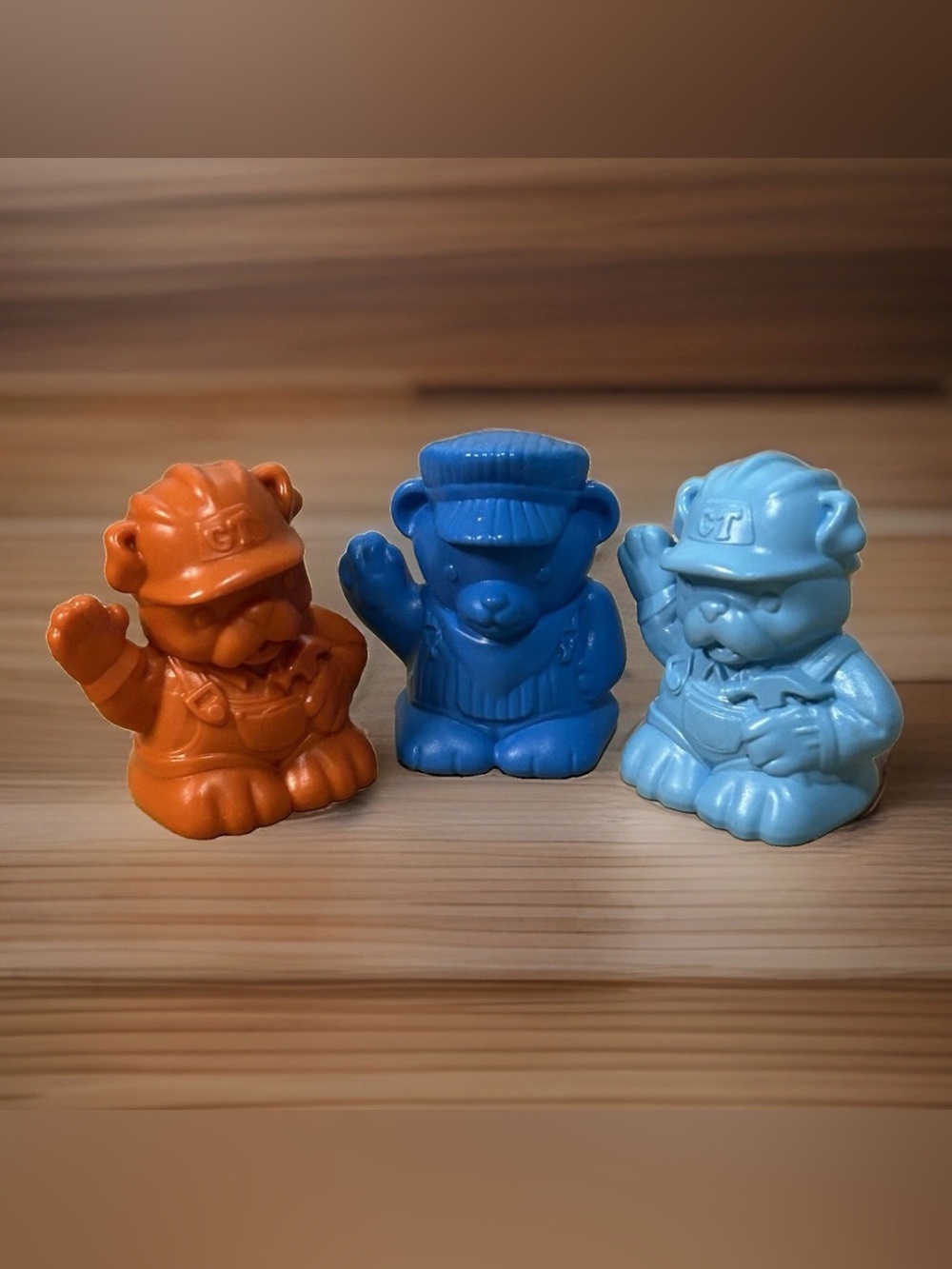 Lot Of 3 Green Toys Farmer Cows Lt Blue Dk Blue Orange Replacements Mini 2”